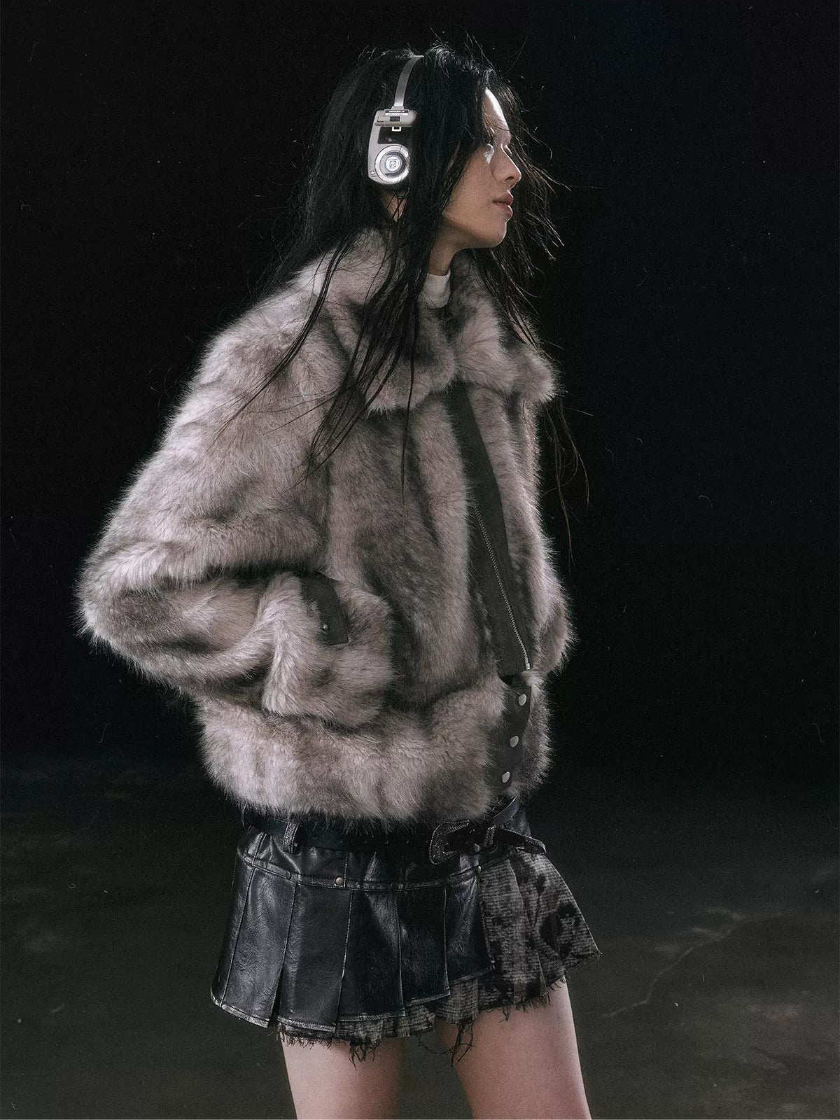 Detachable Hem Faux Fur Jacket