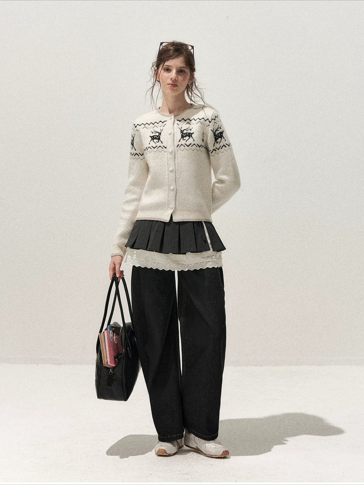 Deer Fair Isle Knit Cardigan