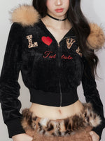 Leopard Print Embroidered Hooded Sweatshirt & Pant Set