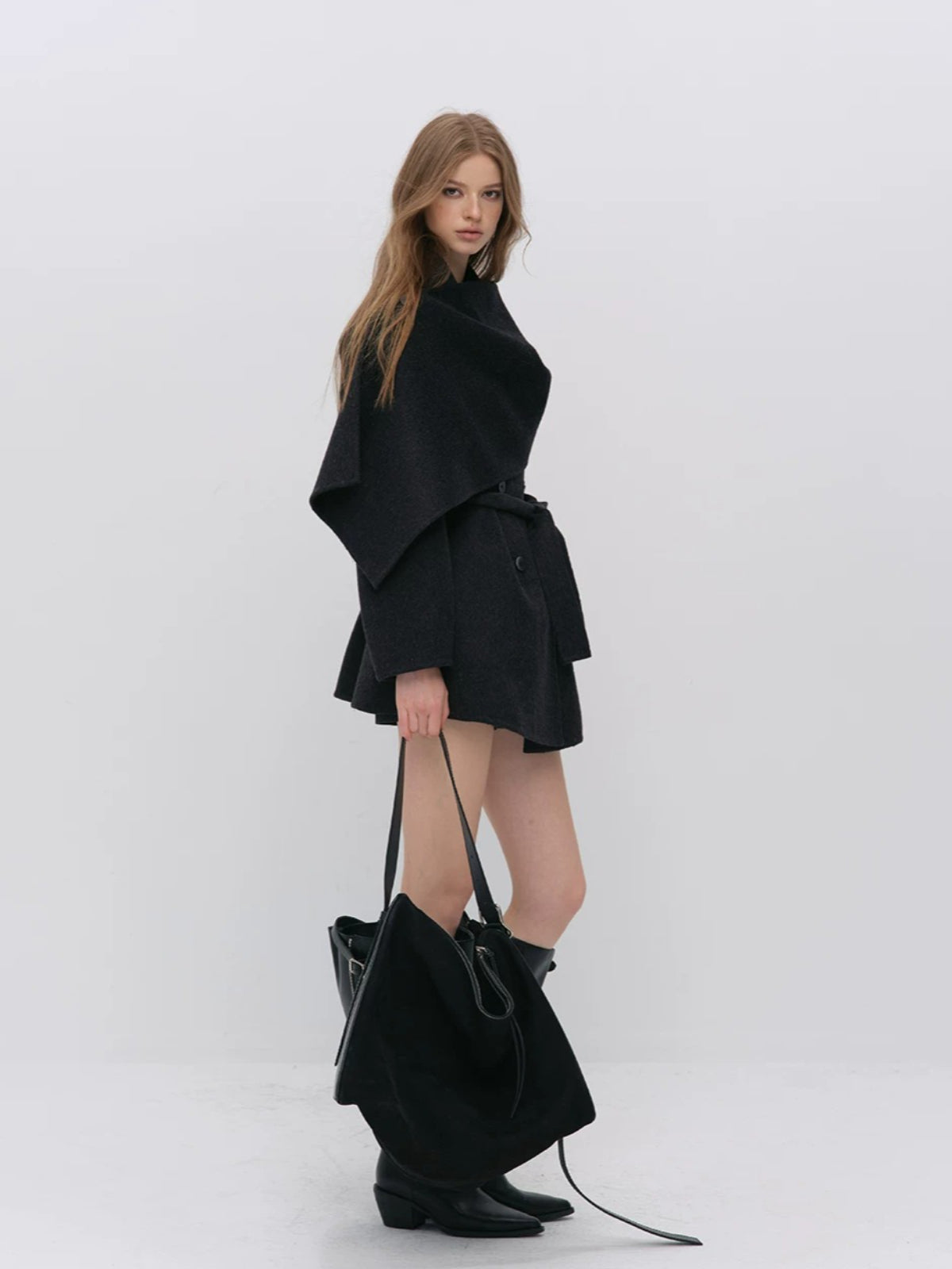 Modern Cape Scarf Wool Coat