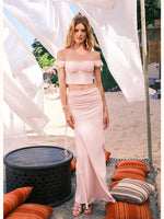 One-shoulder Fishbone Top & Skirt Set