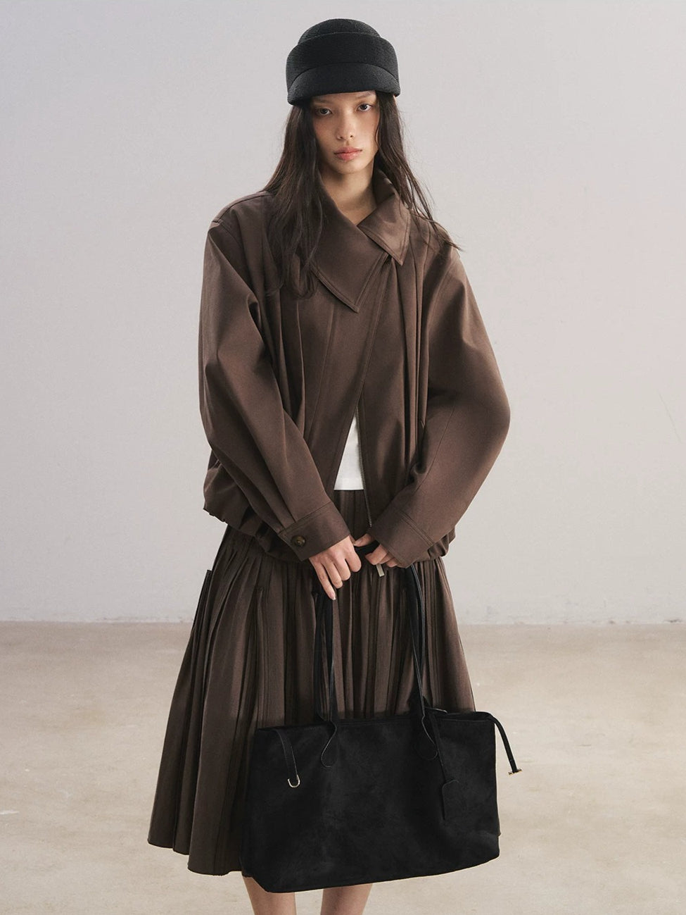 Asymmetric Lapel Bud Hem Jacket