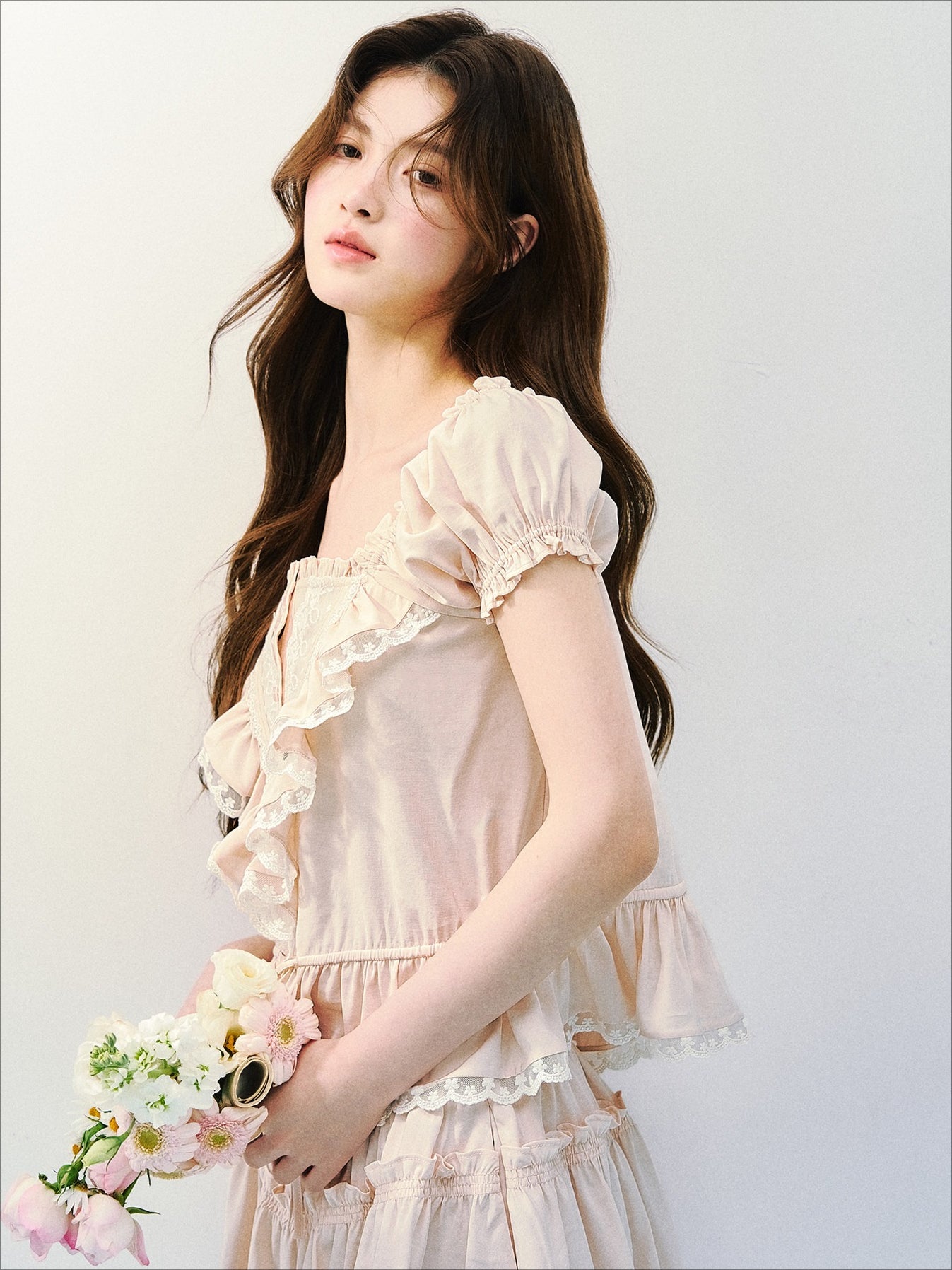 Ruffle Blouse Skirt Set