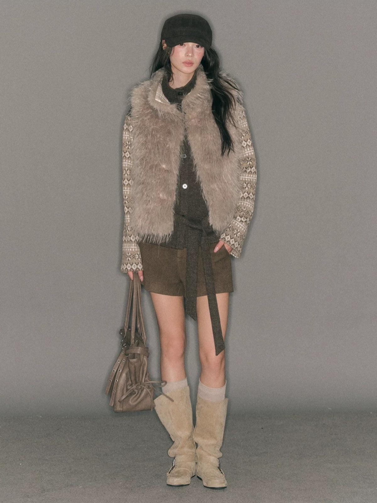 Reversible Plaid Faux Fur Vest