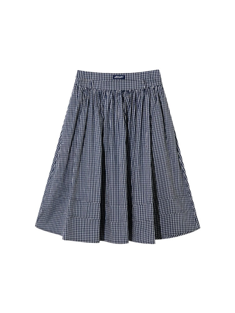 Plaid Pleated Midi Skirt