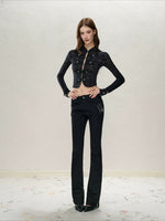Black Frog-Button Lace Jacket