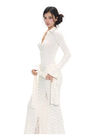 Henley Lace Splice Shirt Dress