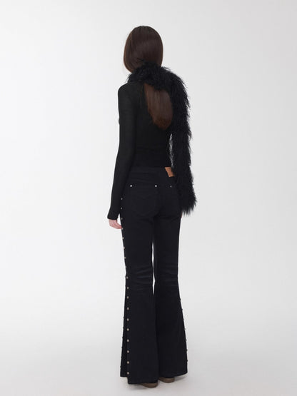 Ombre Shearling Wool Long Scarf