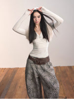 Cross Neck Hooded Slim-Fit Knit Top