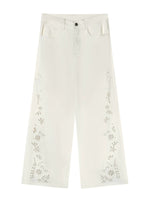 Embroidered Wide-Leg Jeans