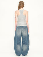 Wash Deconstructed Curved Denim Pants