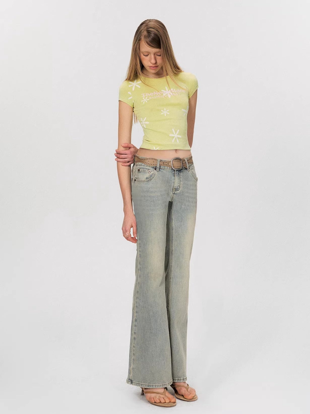 Contrast Floral Print Slim-Fit T-shirt