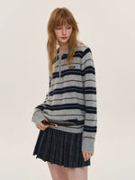 Vintage Striped Wool Polo Sweater