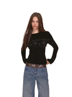 Heart Pattern Velvet Knit Sweater