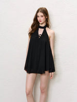 Vacation-Style Slim Halter Dress