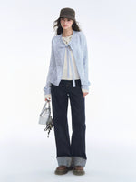 Polka Dot Bow Tie Knit Cardigan