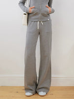 Contrast Trim Zip Hoodie & Flared Pants Set
