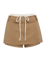 Contrast Waist Tie Skirt