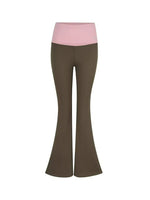 Color-Block Faux-Layered Low-Rise Flared Yoga Pants