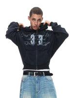 Vintage Washed Cropped Zip Hoodie