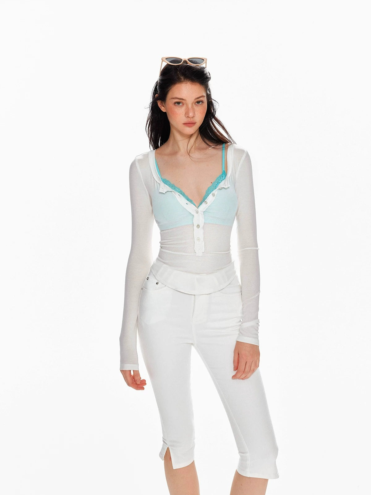 Lace Innerwear Layered Mesh Top Set