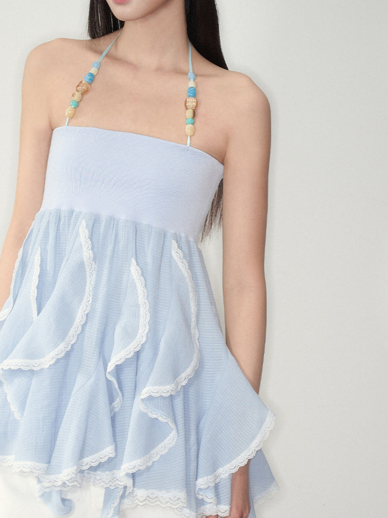 Blue Ruffled Convertible Skirt