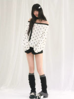Star Print Off-Shoulder Sweatshirt