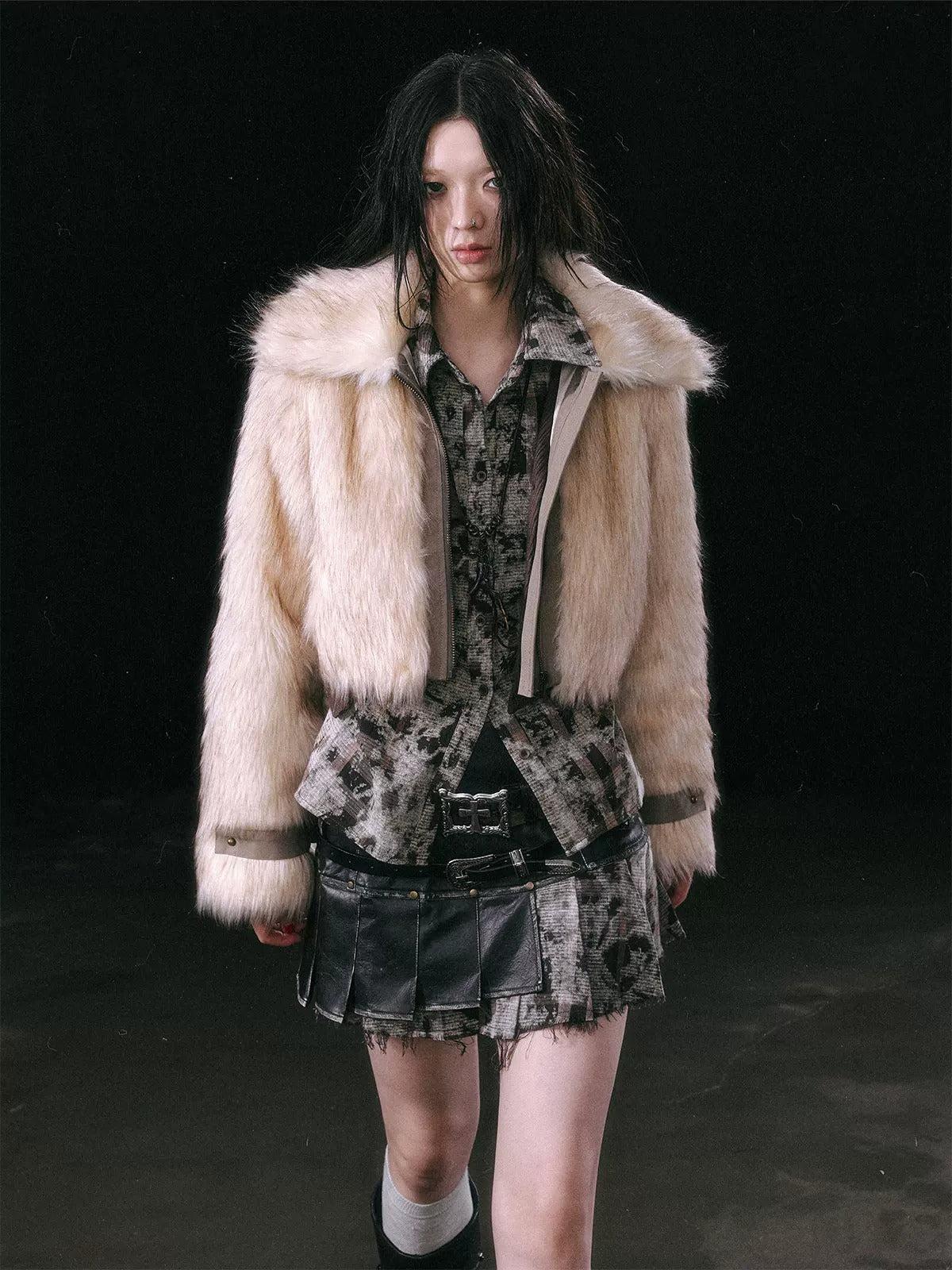Detachable Hem Faux Fur Jacket