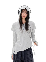 Star Button Layered Henley Top