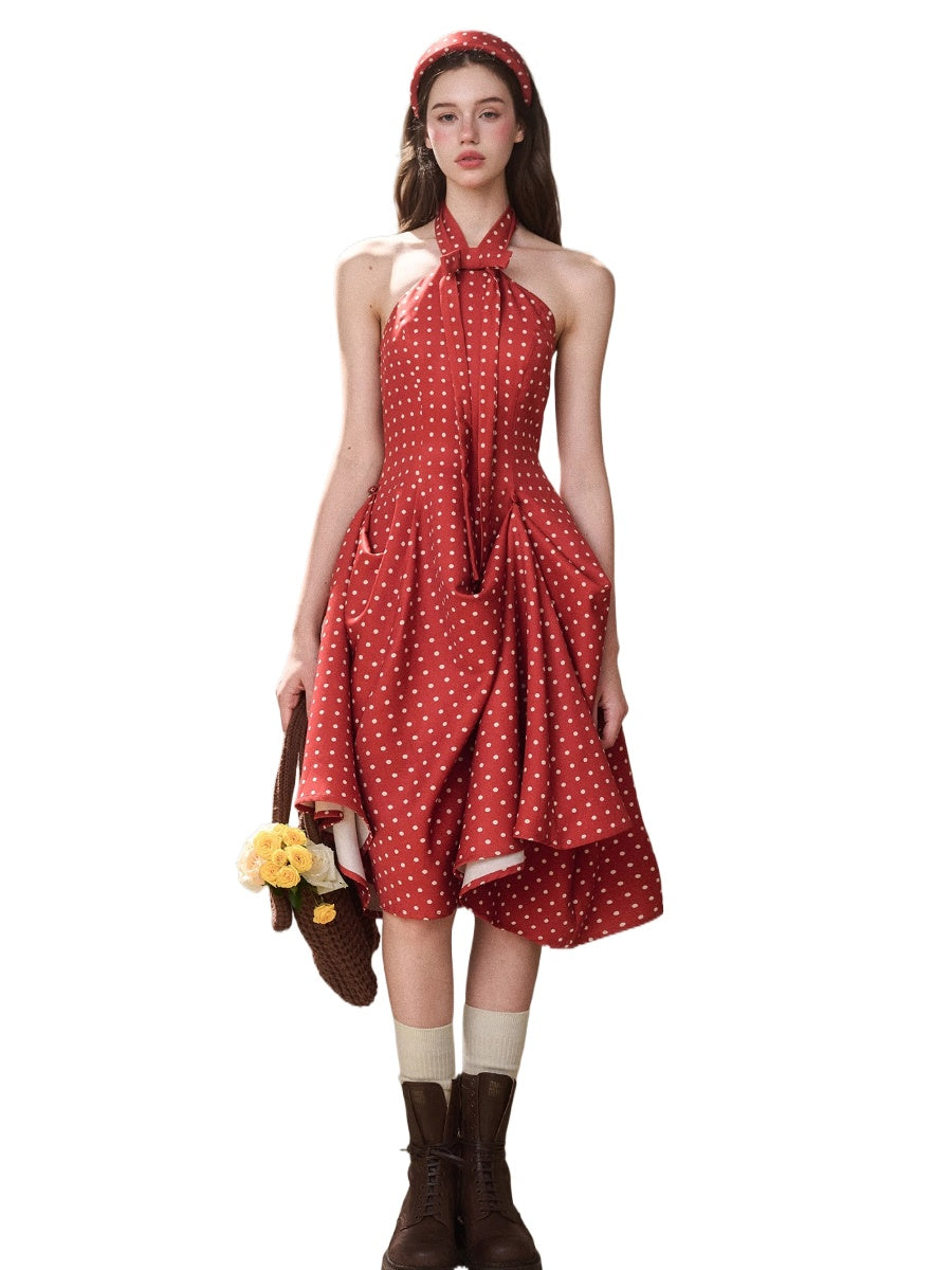 Berry Bordeaux Red Halter Dress