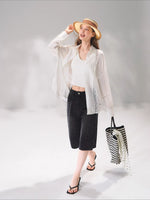 Rhinestone Washed Denim Culottes