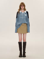Vintage Striped Polo Lace Top