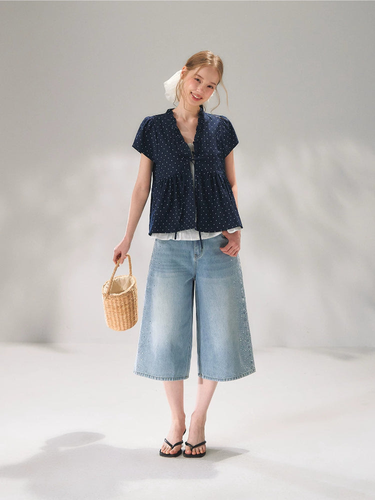 Rhinestone Capri Jeans