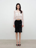 Ribbon Sheer Lyocell Blouse