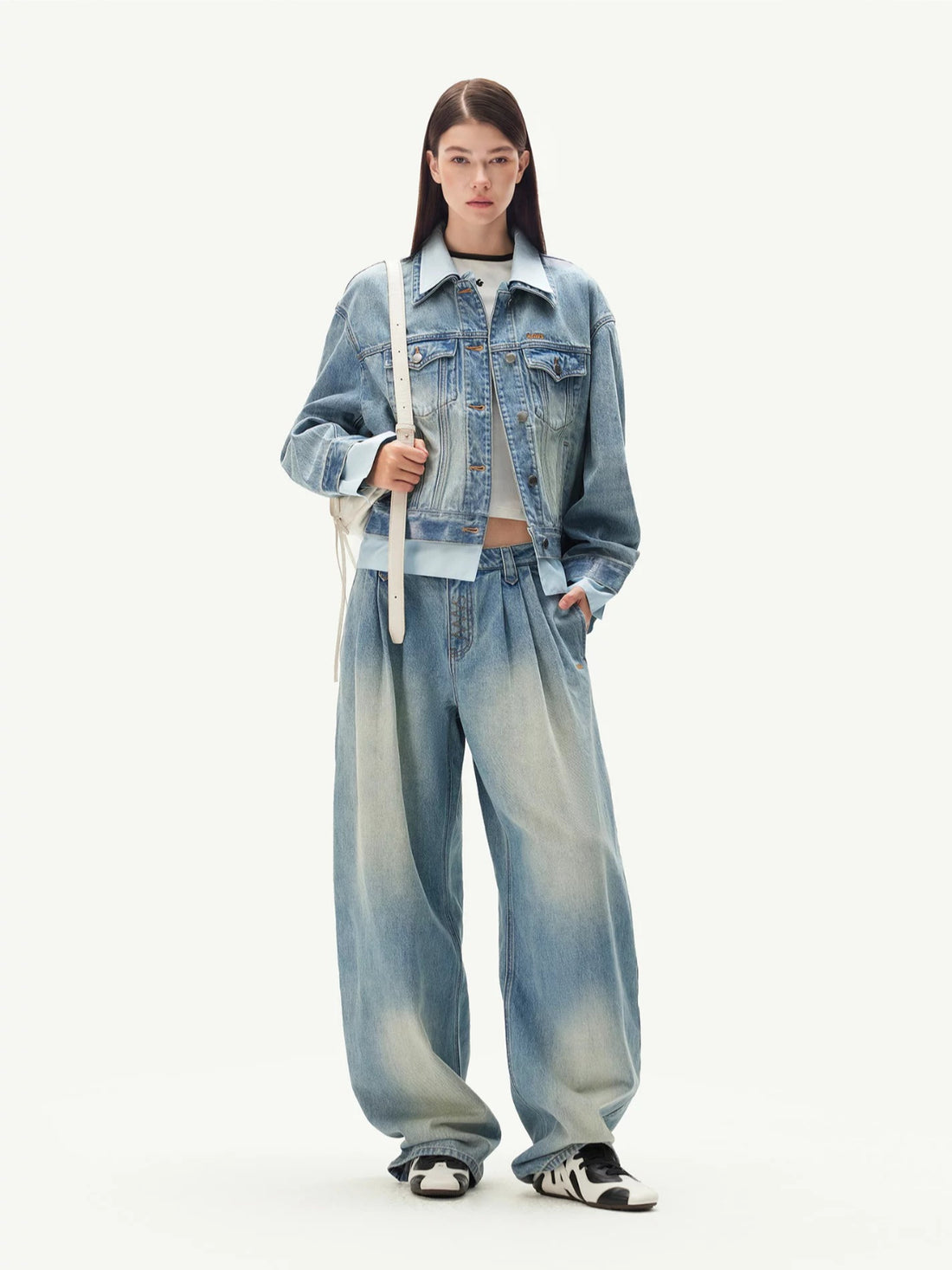 Washed Denim Faux Layer Jacket