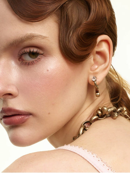Vintage Gold &amp; Silver Zircon Earrings