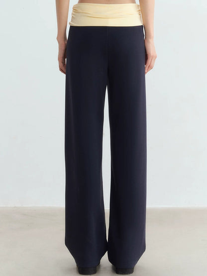 Contrast Waist Drawstring Pants