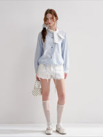 Embroidered Lace Denim Shorts