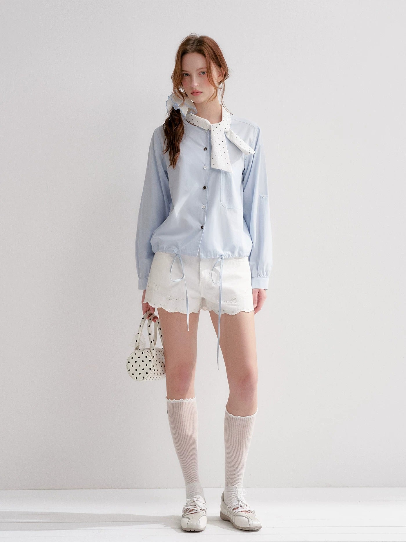 Embroidered Lace Denim Shorts