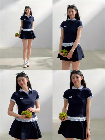 Vintage Layered Polo Knit Tee