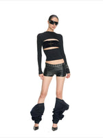 Cross Patchwork Knit Top