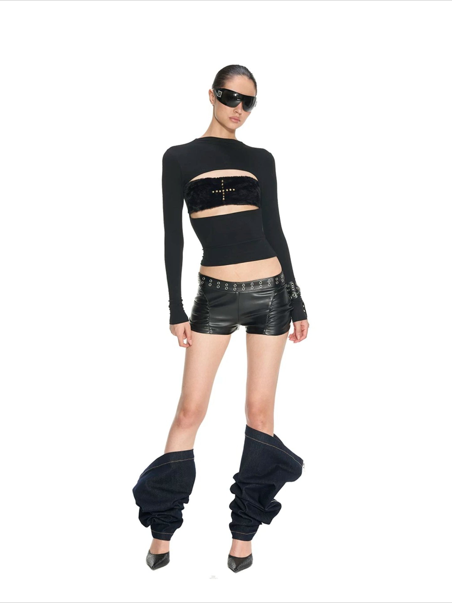 Cross Patchwork Knit Top