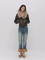 Vintage Fur Collar PU Jacket