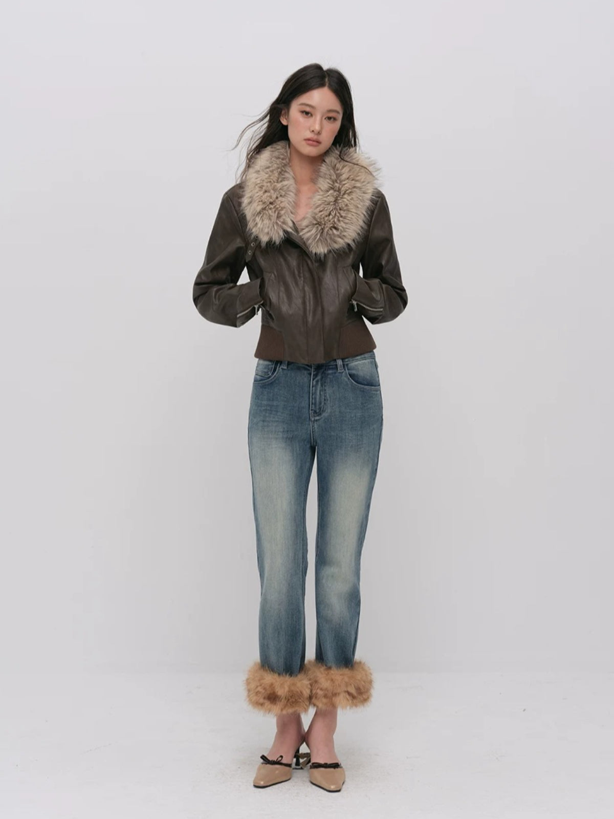 Vintage Fur Collar PU Jacket