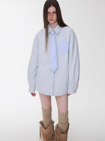 Embroidered Striped Reversible Cotton Padded Shirt & Skirt Set