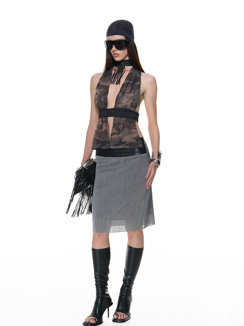 Sheer Organza Halter Top