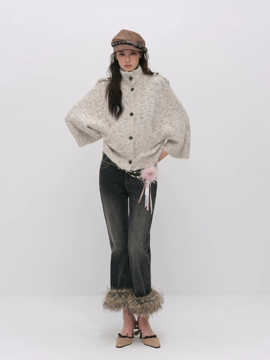 Vintage Mandarin-Collar Cardigan