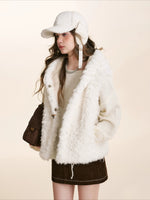 White Hooded Shearling Vest
