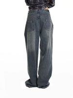Adjustable Buckle Washed Denim Pants