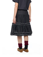 Ruffle Layered Midi Skirt